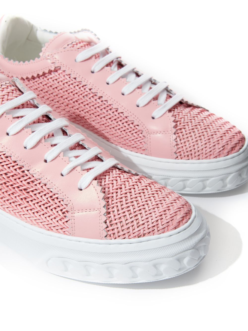 Pink Braided Leather Sneaker Elegance