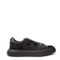 Elegant Black Croc-Print Leather Sneakers