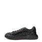 Elegant Black Croc-Print Leather Sneakers