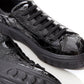 Elegant Black Croc-Print Leather Sneakers