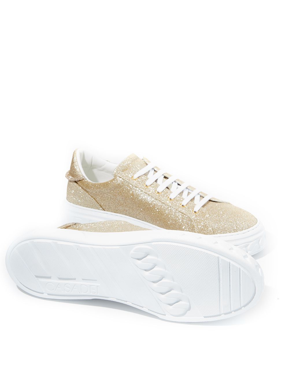 Off Road Gold Glitter Platform Sneakers