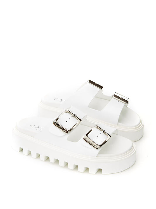 Elegant White Leather Sandal Slippers