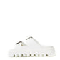 Elegant White Leather Sandal Slippers