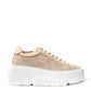 Chic Beige Leather Platform Sneakers