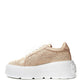 Chic Beige Leather Platform Sneakers