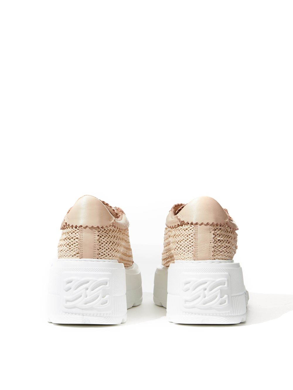 Chic Beige Leather Platform Sneakers