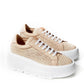 Chic Beige Leather Platform Sneakers