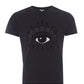 Elegant Black Cotton Eye-Print Tee