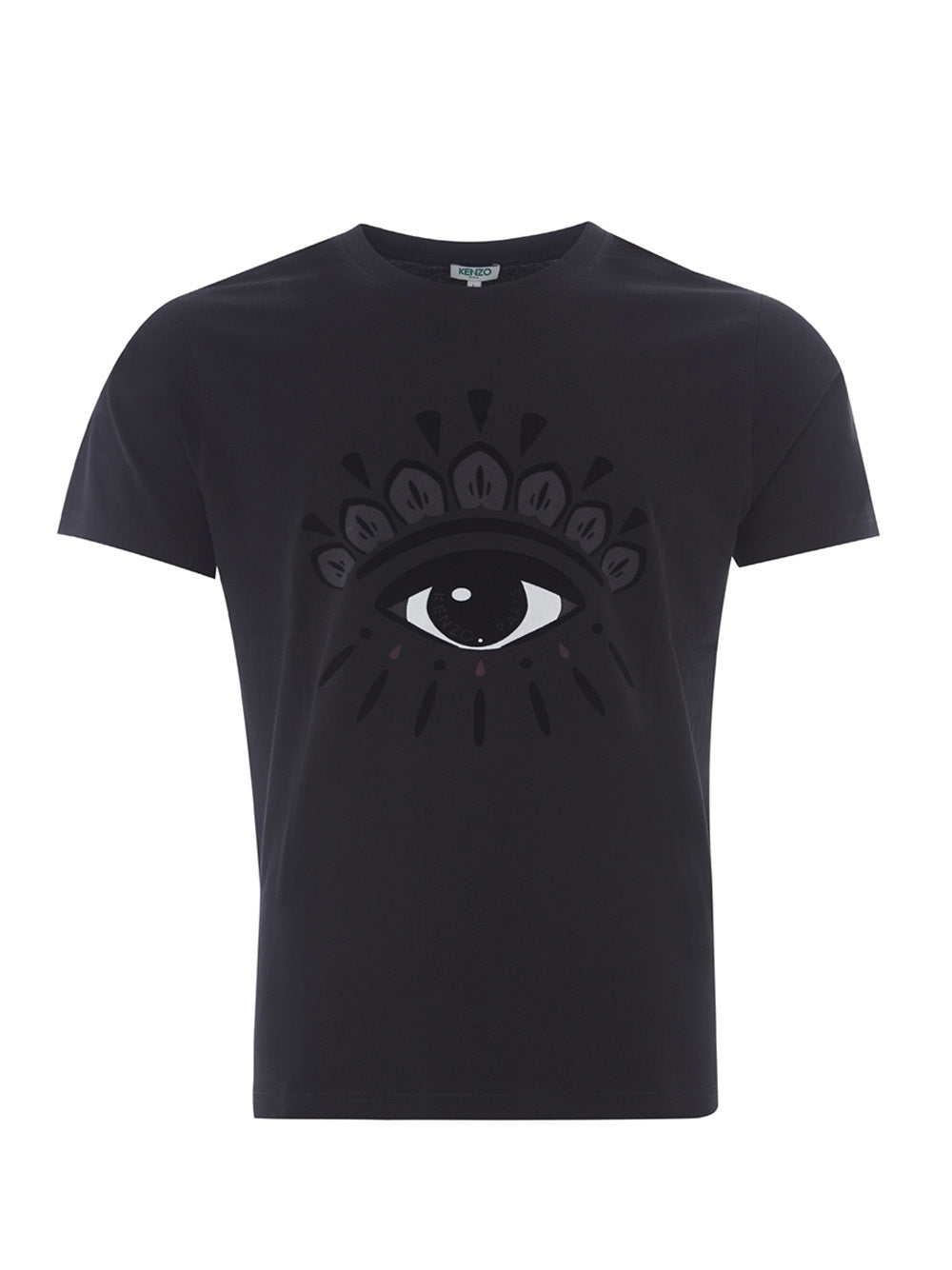 Elegant Black Cotton Eye-Print Tee