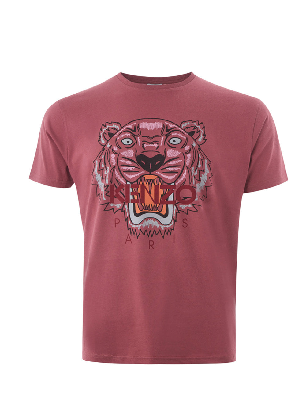 Elegant Red Cotton T-Shirt with Tiger Motif