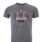Chic Grey Cotton Tee with Iconic Tiger Print