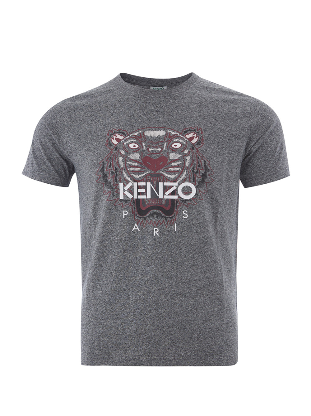 Chic Grey Cotton Tee with Iconic Tiger Print