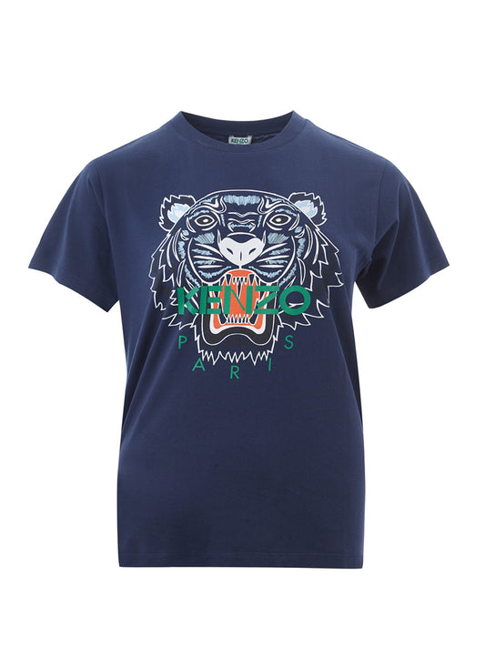 Elegant Kenzo Blue Tiger Print Tee