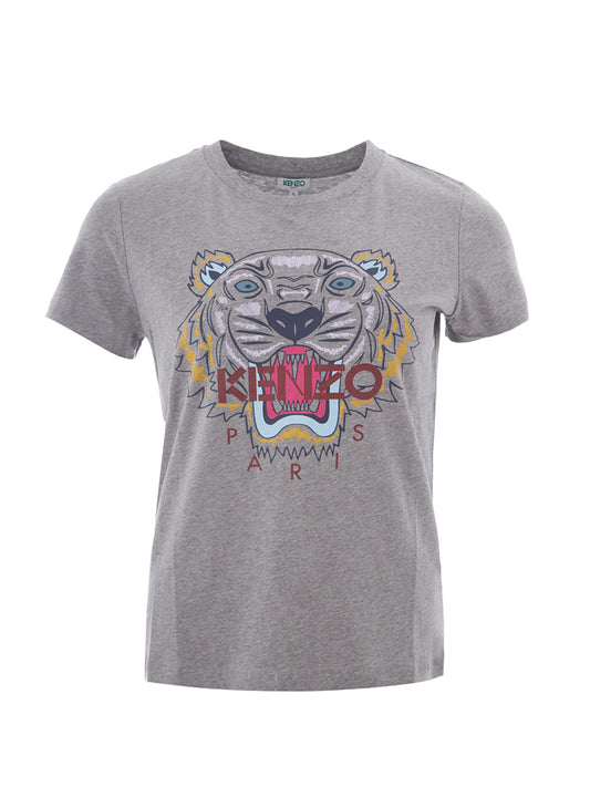 Iconic Grey Cotton Tiger Tee