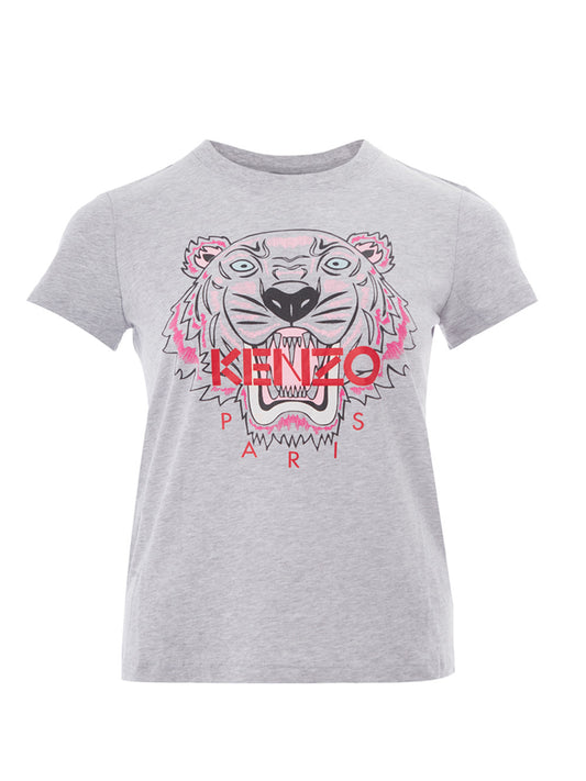 Chic Grey Melange Tiger Print Tee