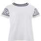 Sleek White Logo Sleeve T-Shirt