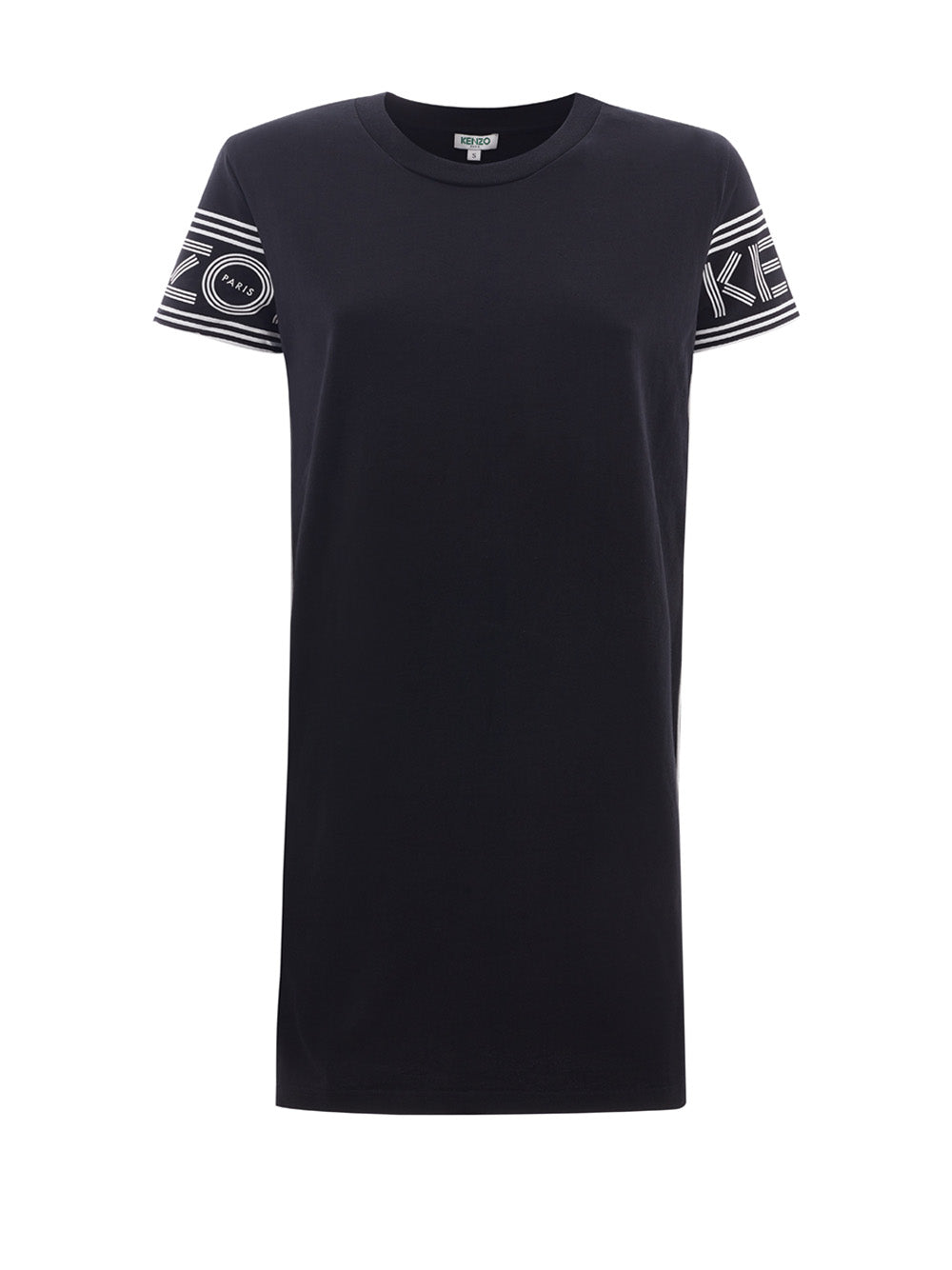 Chic Black Cotton Mini Dress with Iconic Logo