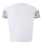 Elegant White Logo Sleeve Cotton Tee