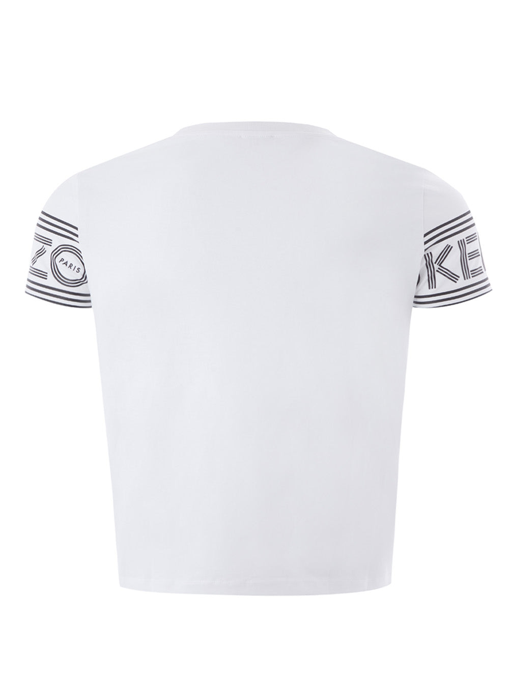 Elegant White Logo Sleeve Cotton Tee