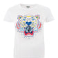 Chic White Cotton Tiger-Print Tee