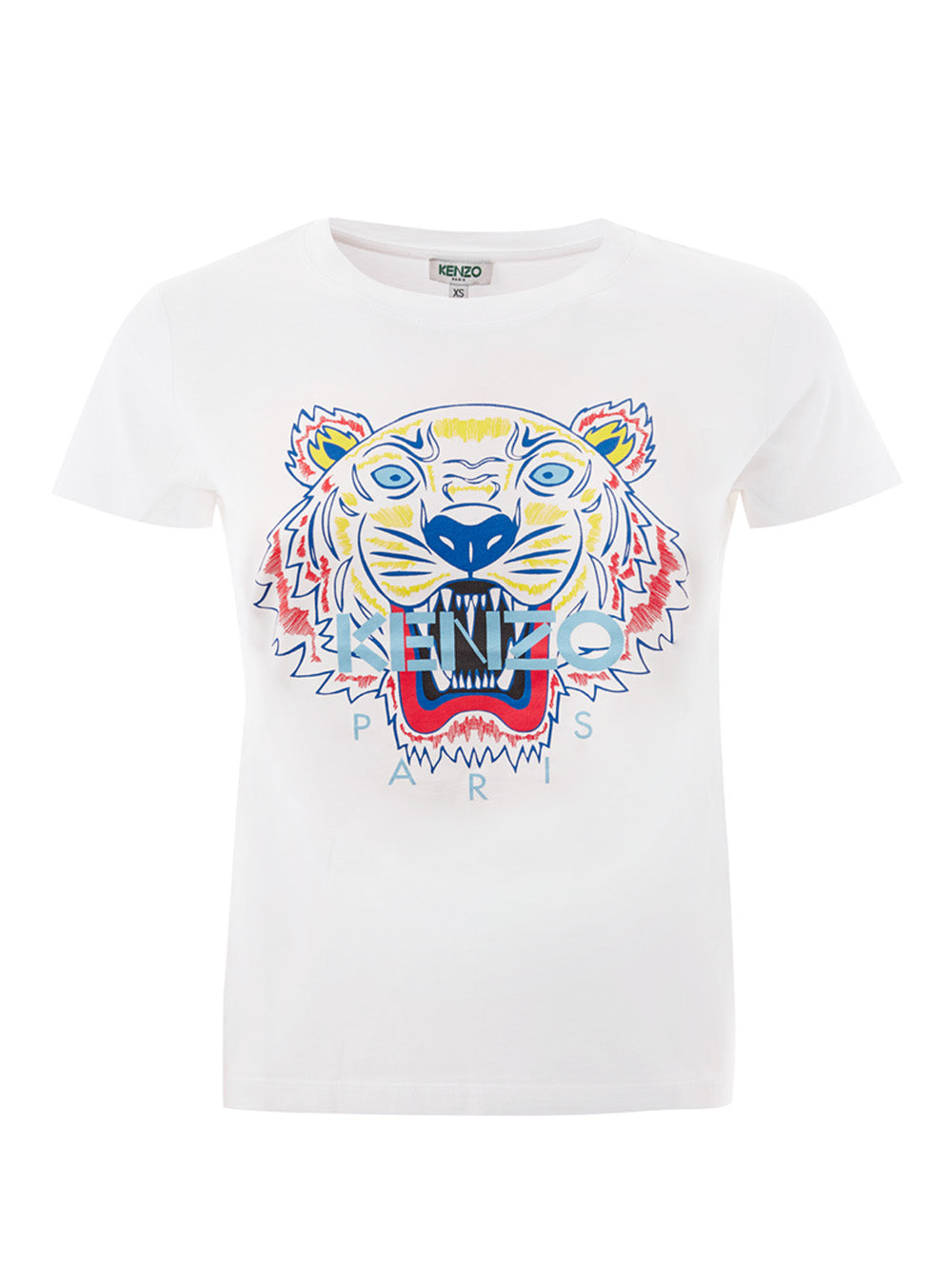 Chic White Cotton Tiger-Print Tee