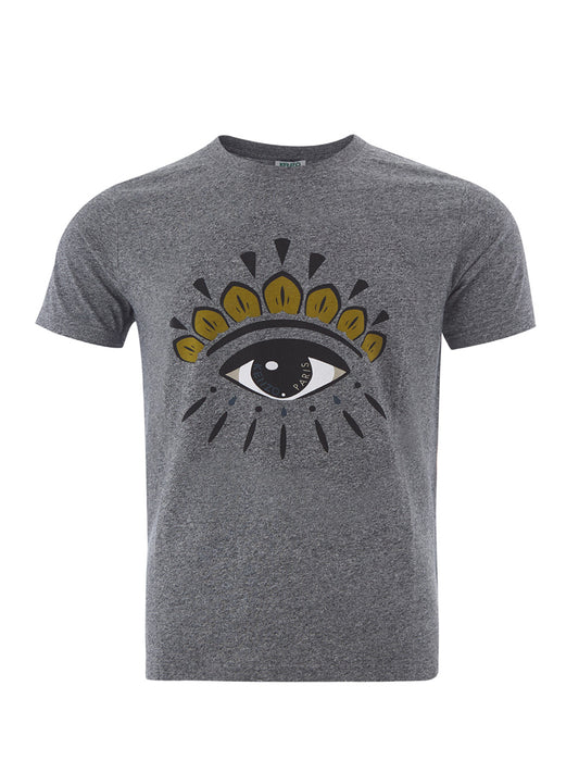 Chic Grey Cotton Eye Print T-Shirt