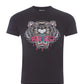 Elegant Black Cotton Tee with Iconic Tiger Print