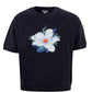 Chic Black Floral Print Cotton Tee