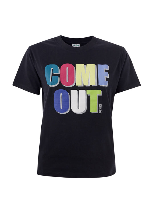 Chic Multicolor Come Out Print Cotton Tee