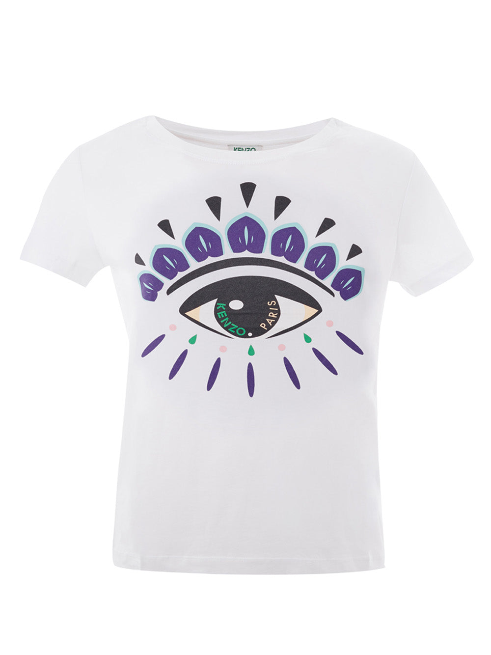 Elegant Eye Print Cotton T-Shirt in White