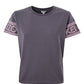 Chic Grey Logo Sleeve Cotton Tee