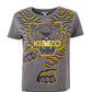 Chic Grey Cotton Tee with Iconic Tiger Emblem
