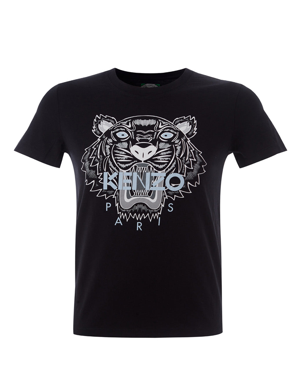 Elegant Black Cotton Tiger Tee