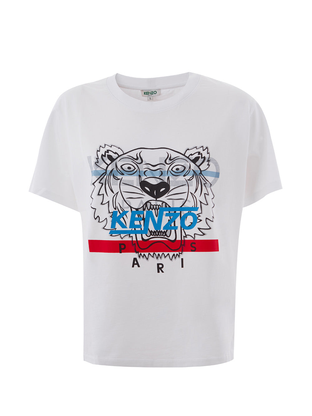 Elegant White Cotton Tee with Iconic Tiger Motif