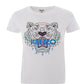 Elegant White Tiger Print Cotton Tee