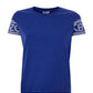 Elegant Contrast Logo Blue Cotton Tee