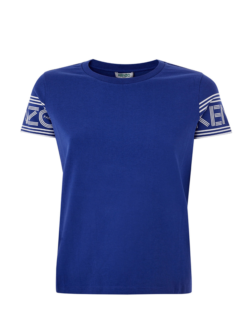 Elegant Contrast Logo Blue Cotton Tee