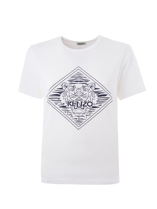 Chic White Cotton Logo Tee