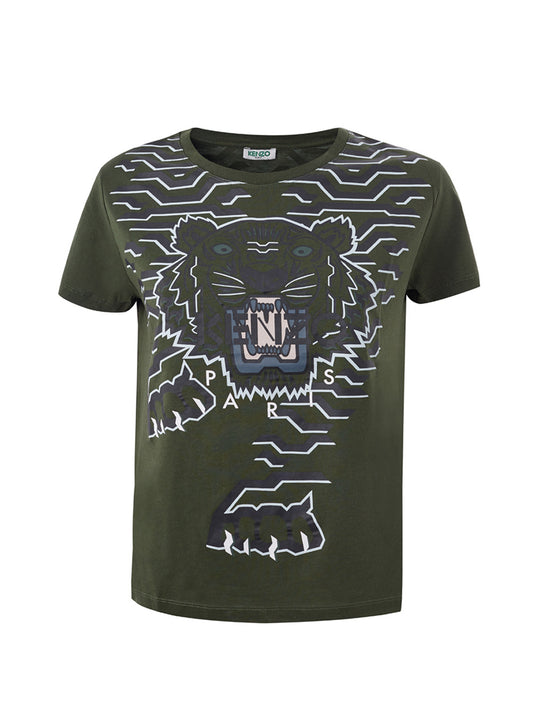 Emerald Tiger Print Cotton Tee