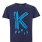 Chic Blue Cotton Tee with Bold Contrast Print
