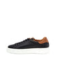 Sleek Black Leather Sneakers with Gold Accents