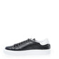 Elegant Black Leather Sneakers with Silver Logo