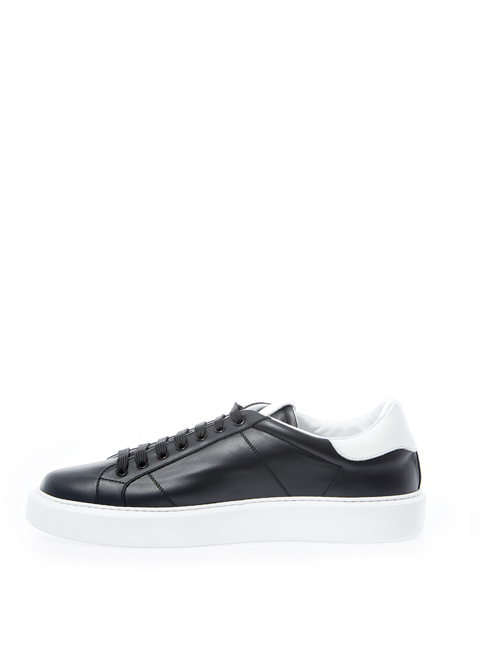 Elegant Black Leather Sneakers with Silver Logo