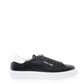 Elegant Black Leather Sneakers with Silver Logo