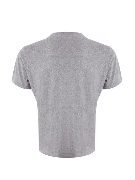 Chic Grey Cotton Logo Tee for Everyday Elegance