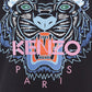 Elegant Black Cotton T-Shirt with Pink Tiger Print