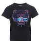 Elegant Black Cotton Tee with Iconic Tiger Print