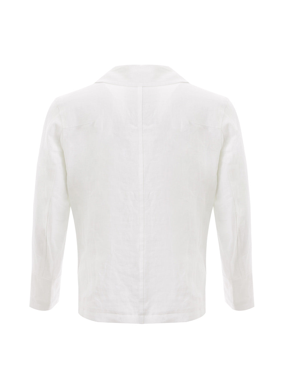 Elegant White Linen Double-Breasted Jacket