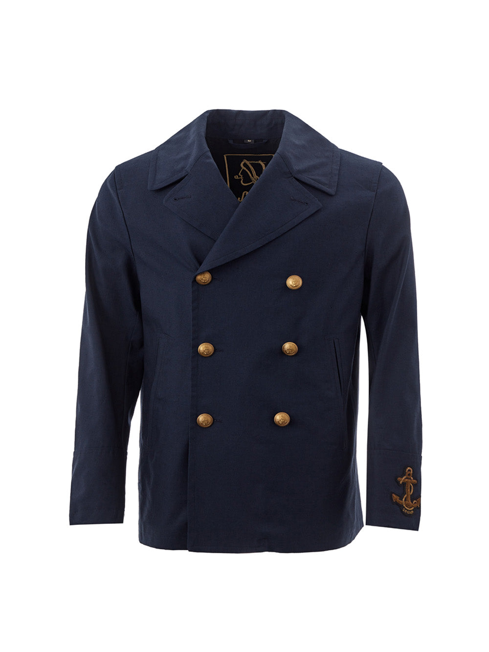 Elegant Double Breasted Blue Cotton Jacket