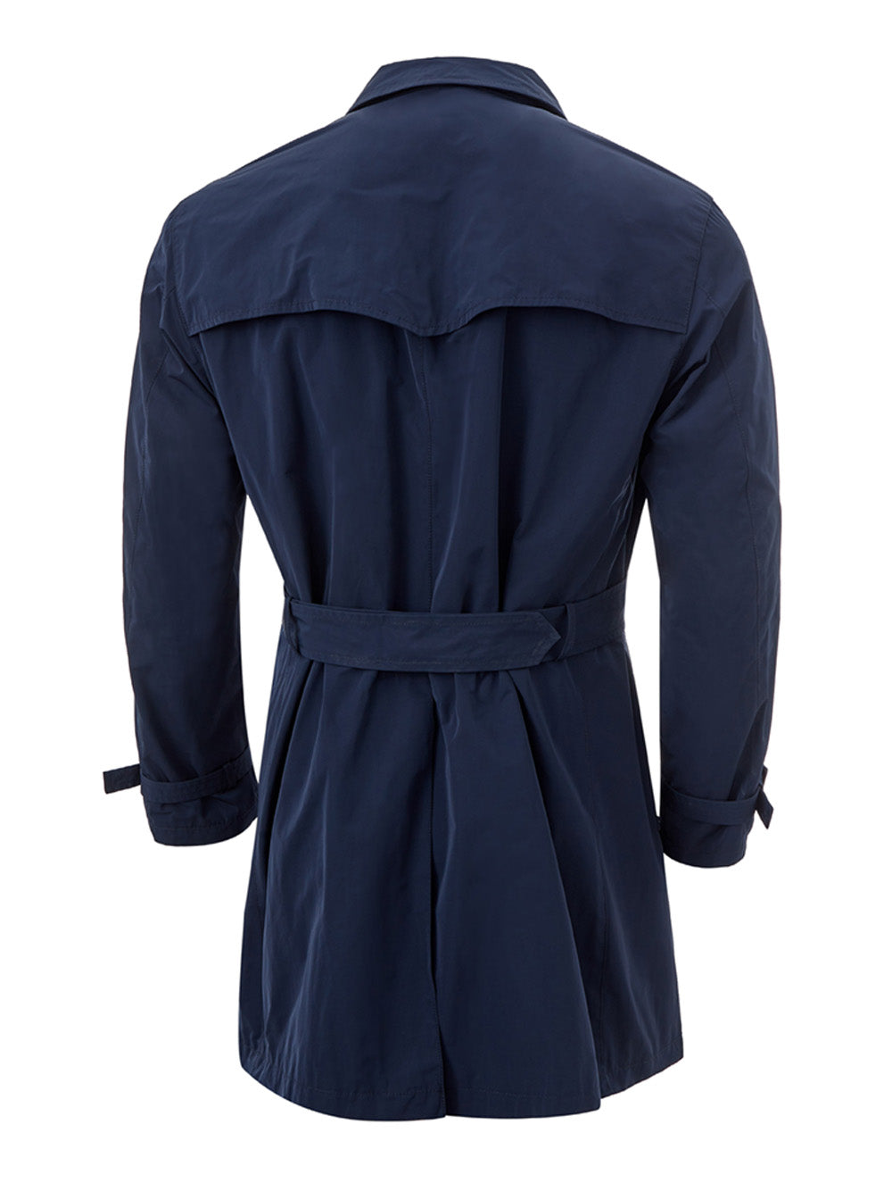 Elegant Blue Double Breasted Trench Coat